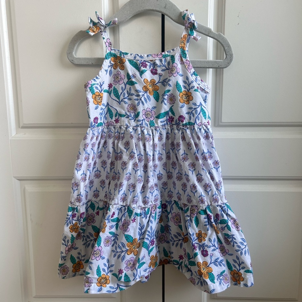 Girls' White Floral Tie-Shoulder Sundress